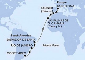 Crucero de 16 días desde Barcelona a bordo del MSC Fantasia noviembre 2025 MSC Cruceros