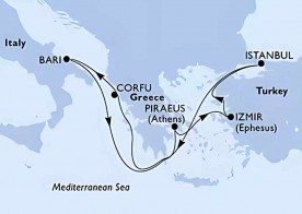 Crucero de 8 días desde Bari (Alberobello) a bordo del MSC Lirica 20205 2026 MSC Cruceros