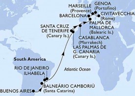 Crucero de 23 días desde Buenos Aires (Argentina) a bordo del MSC Fantasia marzo 2026 MSC Cruceros