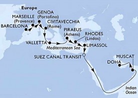 Crucero de 21 días desde Barcelona a bordo del MSC World Europa noviembre 2026 MSC Cruceros