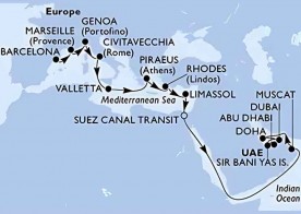Crucero de 25 días desde Barcelona a bordo del MSC World Europa noviembre 2026 MSC Cruceros