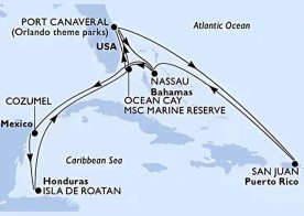 Crucero de 15 días desde Cabo Cañaveral (Orlando) a bordo del MSC Seashore noviembre 2025 MSC Cruceros
