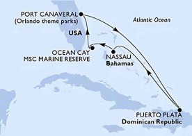 Crucero de 8 días desde Cabo Cañaveral (Orlando) a bordo del MSC Seashore diciembre 2026 MSC Cruceros