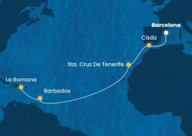 Crucero de 14 días desde Barcelona a bordo del Costa Pacifica diciembre 2025 Costa Cruceros