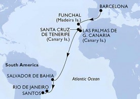 Crucero de 16 días desde Barcelona a bordo del MSC Virtuosa noviembre 2026 MSC Cruceros